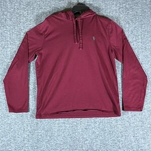 Polo Ralph Lauren Mens Burgundy Cotton Hoodie Long Sleeve Pullover Size M